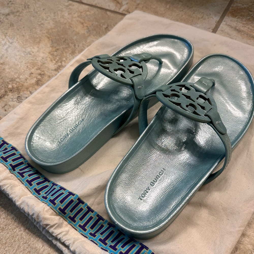 Tory Burch Miller Cloud Sandals in Audrey Blue - Picture 2 of 4